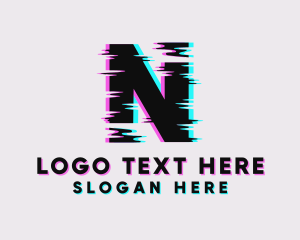 Gaming - Cyber Glitch Letter N logo design