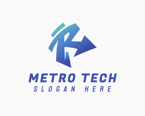 Metro - Blue Gradient Graffiti Letter R logo design