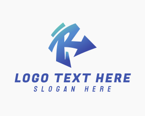 Hood - Blue Gradient Graffiti Letter R logo design