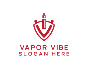 Red V Vape Shield logo design