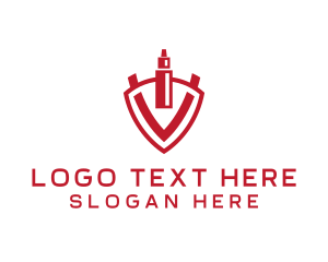 Letter V - Red V Vape Shield logo design