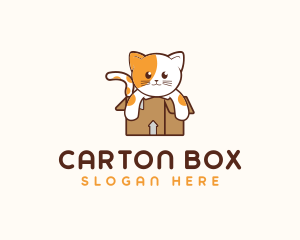 Carton - Cute Cat Box logo design