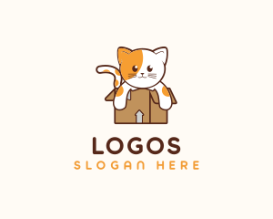 Pet - Cute Cat Box logo design