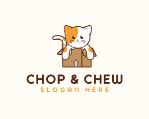 Pet Adoption - Cute Cat Box logo design