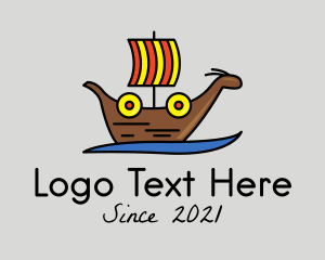 Ship - Ancient Viking Warship logo design