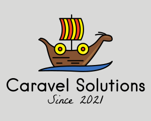 Caravel - Ancient Viking Warship logo design
