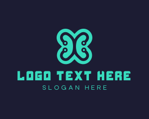 Teal - Technology Circuit Letter X logo design