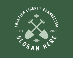 Gardener Landscaping Shovel logo design