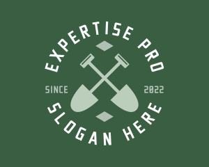 Gardener Landscaping Shovel logo design