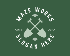 Gardener Landscaping Shovel logo design