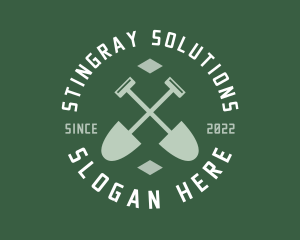 Gardener Landscaping Shovel logo design