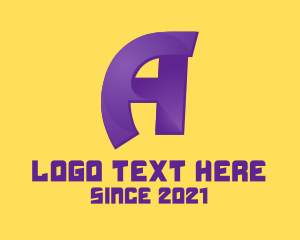 A - Purple Gaming Letter A logo design