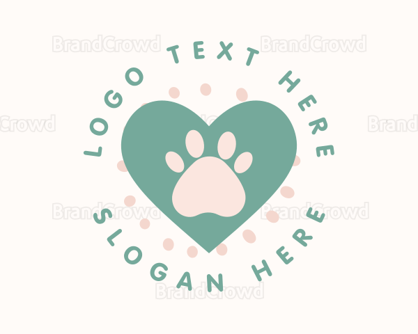 Paw Print Heart Logo