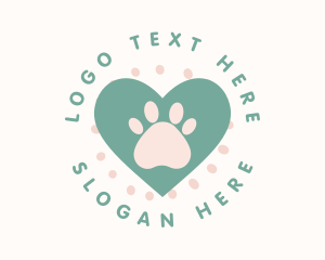 Dog Pound - Paw Print Heart logo design
