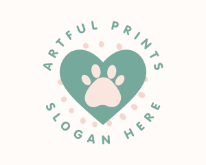 Paw Print Heart logo design