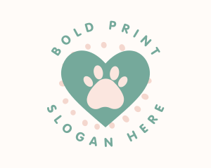 Paw Print Heart logo design