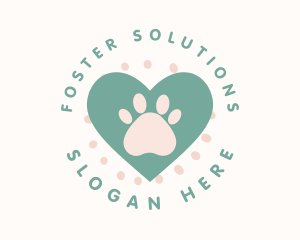 Paw Print Heart logo design