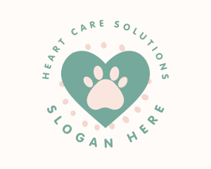 Paw Print Heart logo design