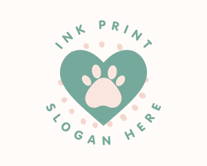 Paw Print Heart logo design