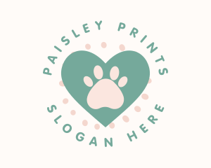 Paw Print Heart logo design