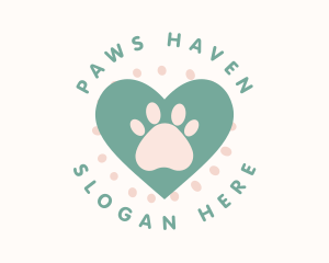 Paw Print Heart logo design