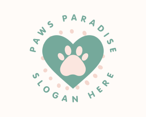 Paw Print Heart logo design