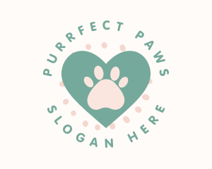 Paw Print Heart logo design