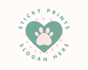 Paw Print Heart logo design