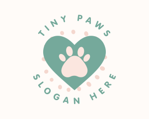 Paw Print Heart logo design