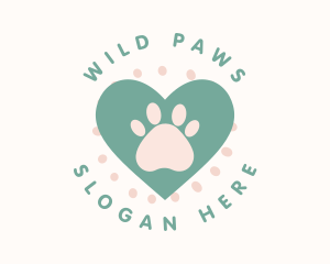 Paw Print Heart logo design