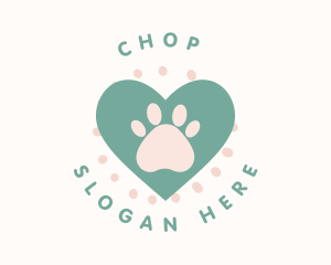 Cat - Paw Print Heart logo design
