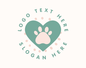 Paw Print Heart Logo