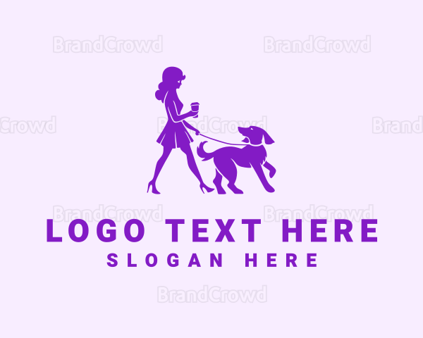 Lady Dog Walker Logo
