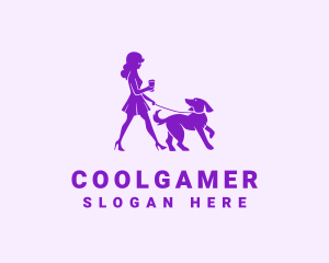 Girl - Lady Dog Walker logo design