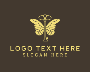 Keysmith - Gold Key Burtterfly logo design