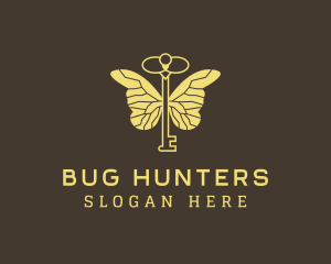 Entomology - Gold Key Burtterfly logo design