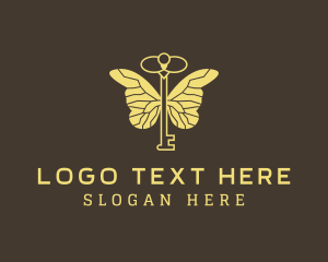 Entomologist - Gold Key Burtterfly logo design