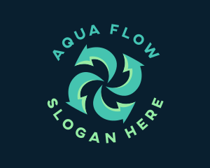 Flow - Arrow Propeller Turbine logo design