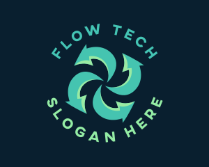 Flow - Arrow Propeller Turbine logo design