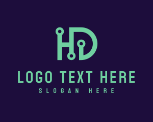 Communication - Tech Circuitry Letter HD logo design