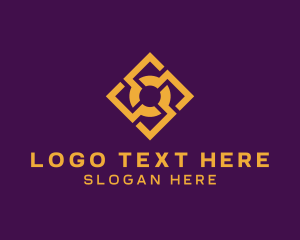Wealthy - Golden Elegant Tile Pattern logo design