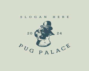 Pug - Puppy Pug Hat Dog logo design