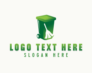 Recycling Bin - Broom Garbage Disposal logo design