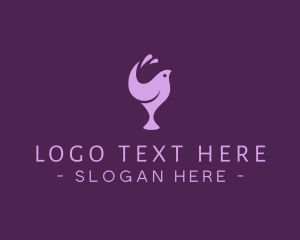 Negative Space - Bird Wine Glass logo design