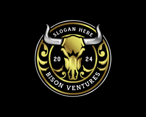 Luxury Bison Skull logo design