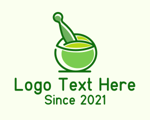 Natural Medication - Mortar & Pestle Herb logo design