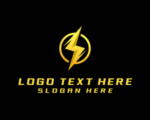 Thunder - Golden Lighting Bolt Flash logo design
