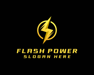 Golden Lighting Bolt Flash logo design