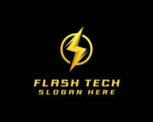 Flash - Golden Lighting Bolt Flash logo design