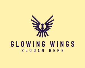 Podcast Microphone Wings logo design